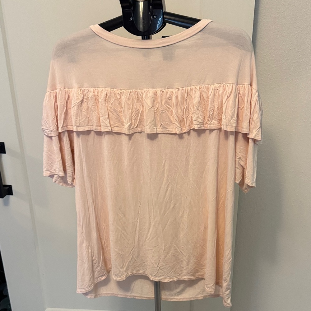 Charlotte Russe Blush Ruffle Short Sleeve Tee